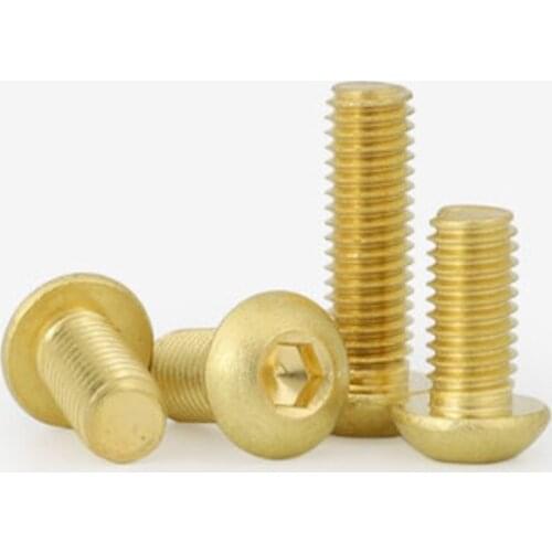 ISO7380 brass button head socket screw M2 M2.5 M3 M4 M5 M6 Brass Cap Head Screws 5-10pcs/lot