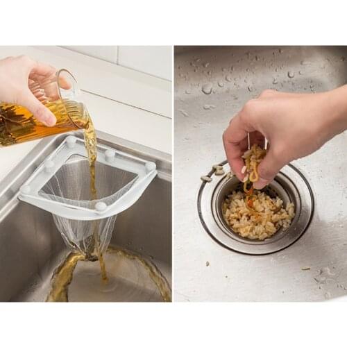 Kitchen Triangular Sink Strainer Drain Vegetable Fruit Drainer Basket Cup Rack