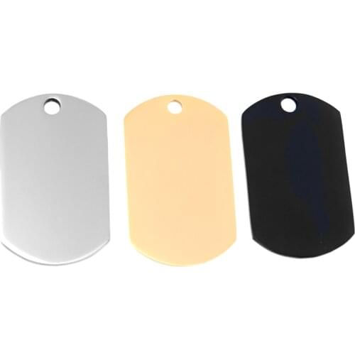 50pcs Mens necklace Army Nameplate Dog tag pendants ID tag both sides Mirror polish DIY print engrave Pendant stainless steel