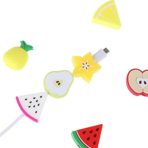Soft Cute Cartoon Fruit Cable Bite Phone Charger Protector Cord Data Line Cover Smartphone Wire Accessories