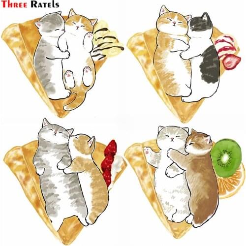 Three Ratels F268 Kitty Cats Is Sleeping Sticker For Audi a4 Iphone 12 Car Decal Personalized creative scratch stickers Decor