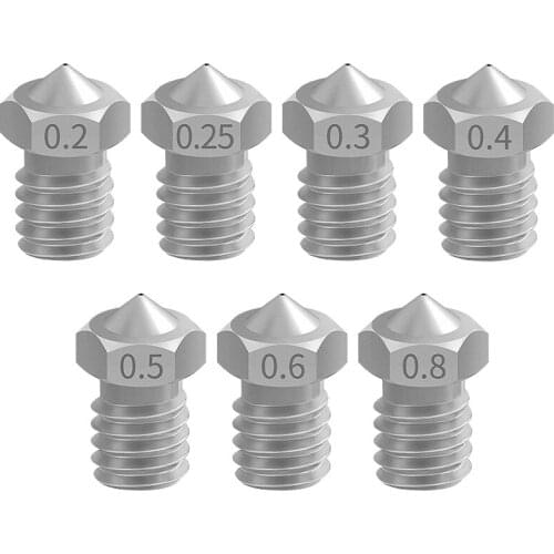 10pc 3D Printer V5 V6 Stainless Steel Nozzle 0.2-0.8mm M6 Threaded for 3D Printer Part 1.75mm Filament 3D Printer Extrusion Head