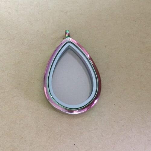 New Colour Water Drop Floating Glass Living Memory Locket Stainless Steel Magnetic Closure Locket Pendant DIY