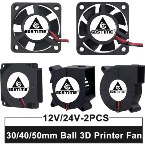 2PCS 5015/4010/4020/3010/ 12V 24V Cooling Turbo Fan Brushless DC Cooler Blower Double Ball bearing For 3D Printer Parts