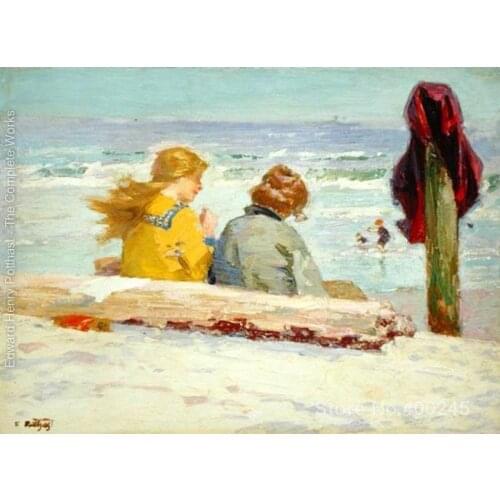 Oil Painting beach The Chaperones 15 Edward Henry Potthast High quality Hand painted