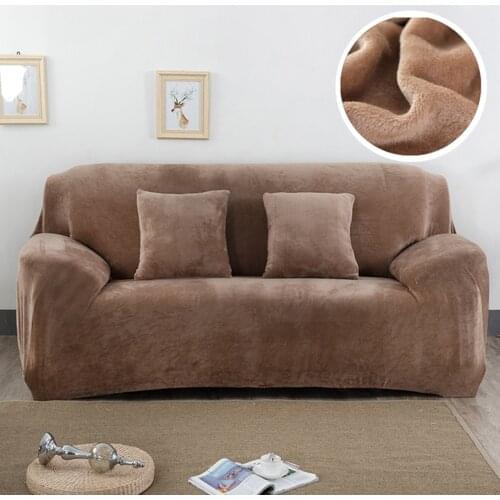 Plush Thicken Sofa Cover for Living Room Stretch Corner Elastic Couch Covers Blankets Sectional Slipcover Decor 1/2/3/4 seater