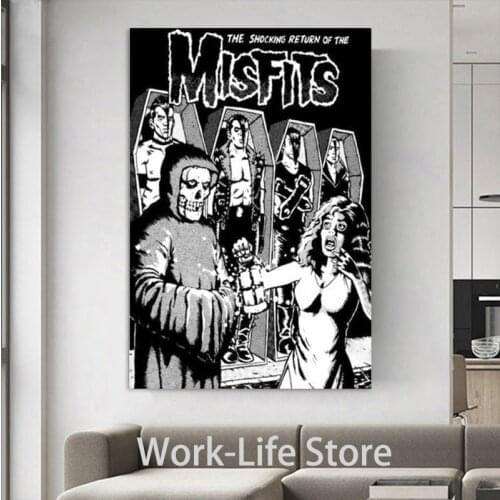 Posters and Prints The Misfits Horror Punk Rock Music Band Star Wall Art Poster Canvas Painting Home Decor