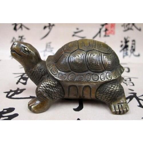 Lovely Chinese Folk fengshui Bronze Copper Auspicious tortoise Turtle statue