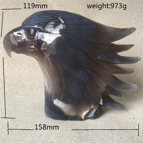 Natural Blue agate quartz crystal carved eagle Good luck spiritual cultural belief collection Super energy totem