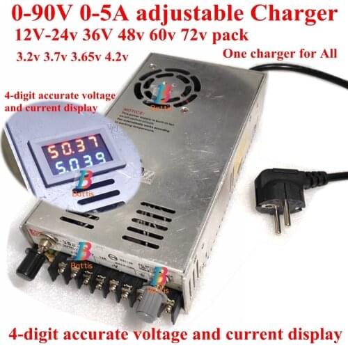 Adjust 0-90v 5A charger 67.2v 3.2v 3.65v 4.2v 24v 36v 48v 60v 72v 4.2v 29.2v 87.6v 73v 90v for LTO Lithium battery lifepo4 pack
