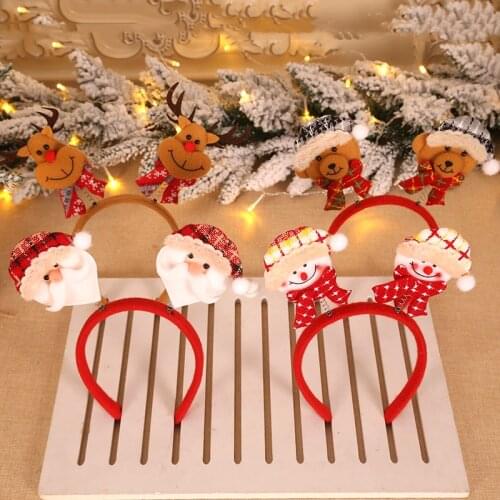 Christmas Hair Accessories Headband Santa Snowman Reindeer Christmas Party Decoration Double Hair Band Clasp Wide Side Hair Band