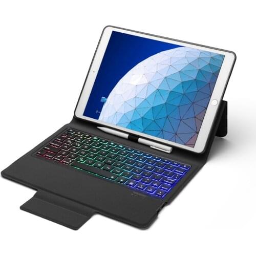 Slim Smart 7 Colors LED Backlit Wireless Bluetooth Keyboard Case Stand Cover With Pencil Holder For New iPad Air 3 10.5 2019