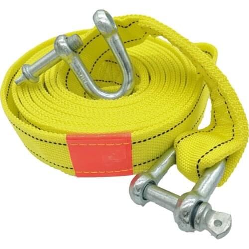 4.8m 5 Ton Car Trailer Rope Practical Outdoor Emergency Kit Polyester Double Layers Thicken Tow Rope (Yellow)