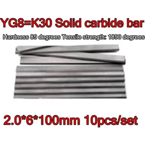 2.0*6*100mm 10pcs/set YG8=K30 Solid carbide bar Turning tool Hardness 89 degrees Tensile strength: 1890 degrees