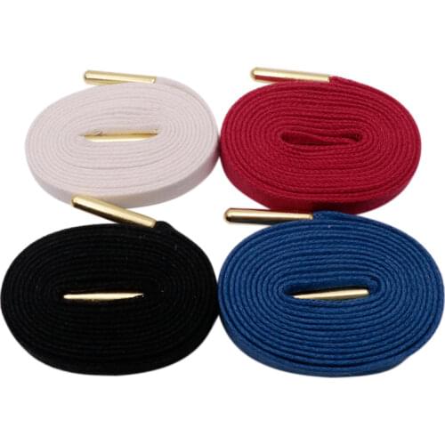 Weiou Laces With Golden Metal Tips 100% Cotton Black White Red Blue 8MM Waxed Shoelaces Unisex For Sneaker Canvas Boots Cordones