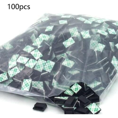 100pcs/lot Management Desk Wall Cord Clamps Adhesive Car Cable Clips Flat Cable Winder Drop Wire Tie Fixer Holder Hot
