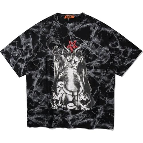 Black Cat Satanic 2020 Fashion Punk Rock Women Clothing Gothic Goth Oversized T Shirts Ladies Satan Tshirt Tee Tops streetwear