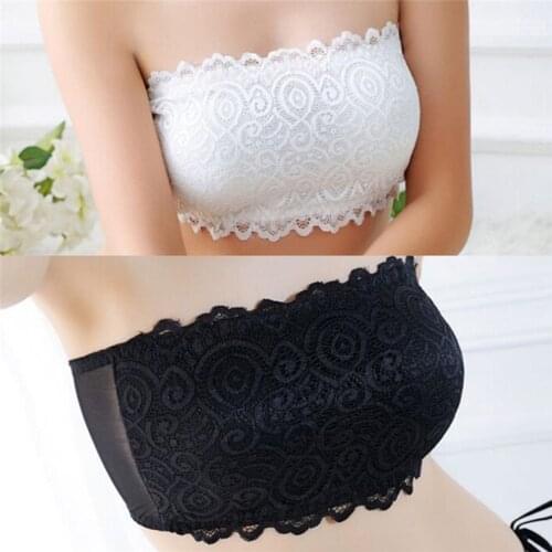 Womens Sexy Lace Casual strapless Crop Top Strapless Seamless Underwear Bandeau Tube Tops Intimo Donna Roupas Feminina #YJ