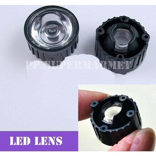 10pcs 60degree led Lens for 1W 3W 5w High Power LED with screw 20mm black holder