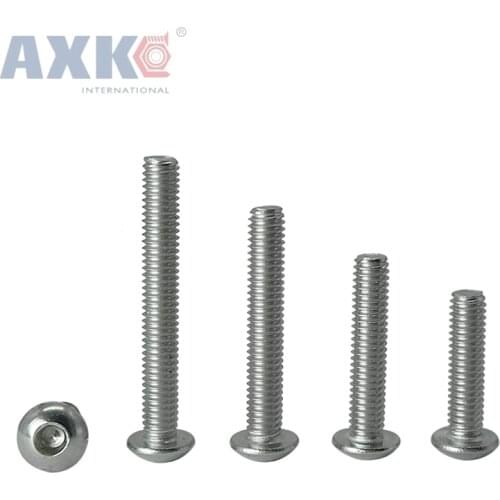 100pcs M3 Bolt A2-70 Button Head Socket Screw Bolt SUS304 Stainless Steel M3*(4/5/6/8/10/12/14/16/18/20/22/25/30/35/40/45/50) mm