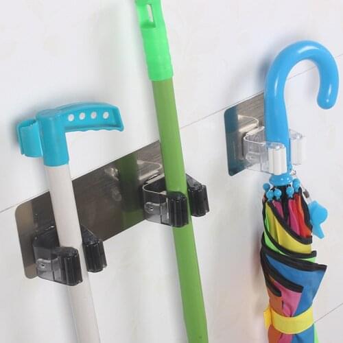 2/4pcs Adhesive Multi-Purpose Hooks Wall Mounted Mop Organizer Holder RackBrush Broom Hanger Hook Kitchen bathroom Strong Hooks