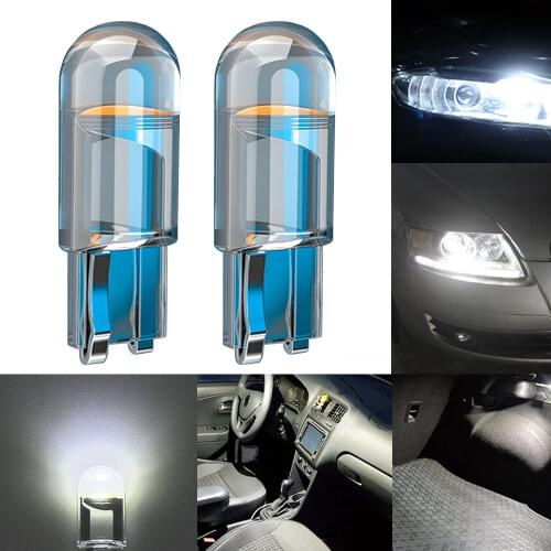 2X W5W 194 T10 Car Glass Housing Cob Car Led Bulb White Green Blue 12V Wedge License Plate Lamp Dome Light White Diedo Lighting