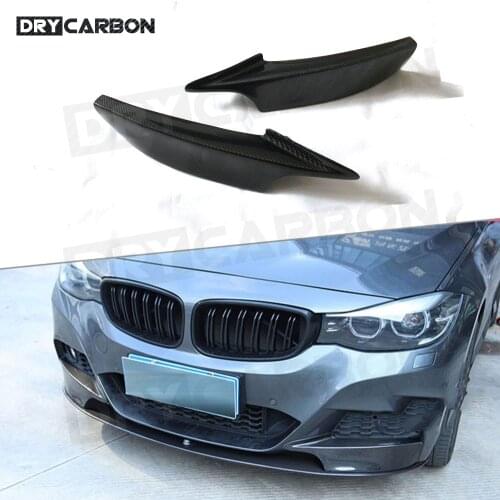 2PCS Carbon Fiber / FRP Front Bumper Lip Splitters Spoiler for BMW 3 Series GT F34 M Sport 2014-2018 Flap Aprons Trim Car style