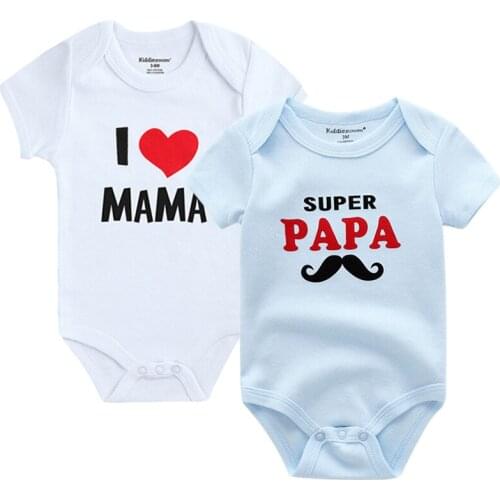 2020 Baby rompers 2Pcs Girls & Boys Infant Clothes I Love Papa&Mama Letter Pattern Cotton Jumpsuits For 0-9M