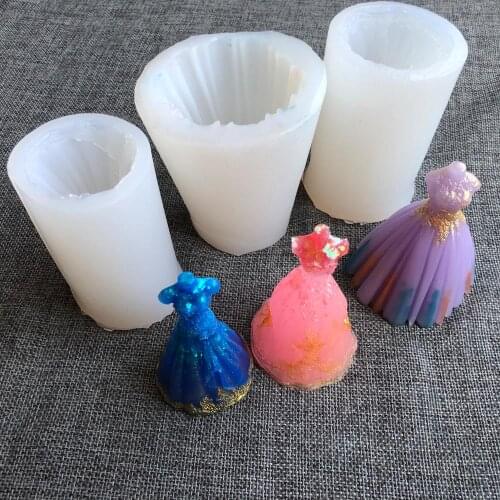 3D three-dimensional ladies dress skirt silicone mold DIY fondant cake plaster resin candle decoration accessories mold