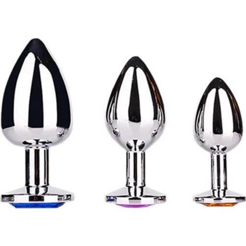 Anal plug sex toys stainless steel smooth steel butt plug tail crystal jewelry sex toys Female/male anal dildo adult sex toys