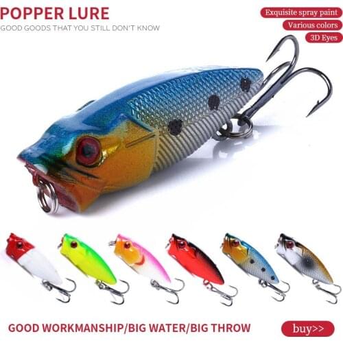 HENGJIA 1PCS 3.5CM 2.7G Popper Fishing Lures 3D Eyes Bait Crankbait Wobblers Topwater Fishing Tackle