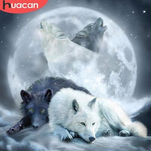 HUACAN Diamond Painting 5d Wolf Full Square/Round Diamond Embroidery Anoimal Mosaic Needlework New Arrivals DIY Home Decor