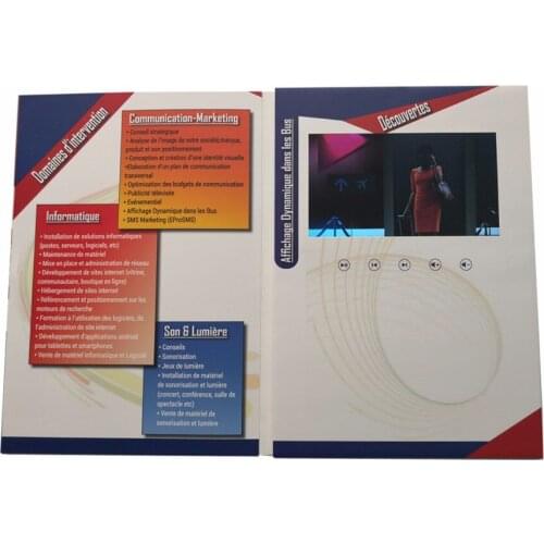 Custom production design 7inch video Brochure Universal Video Greeting Cards watching booklet for Advertising busines on hotsale