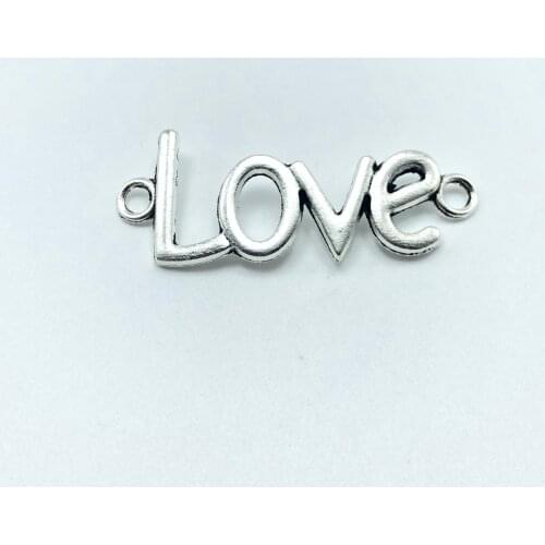 JunKang 15pcs silver LOVE diplopore connector alloy DIY handmade accessories jewelry metal parts