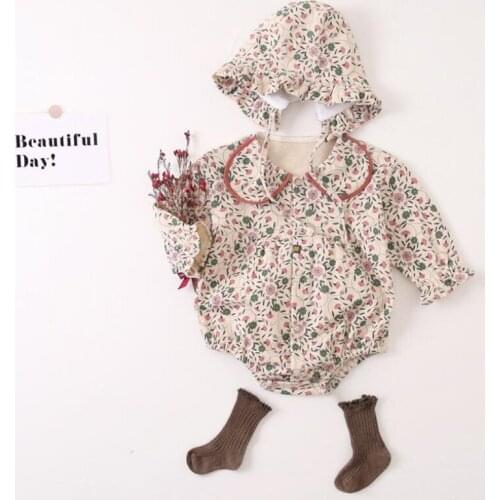 Baby Girls Romper Clothes Newborn Infant Baby Romper For Girl Floral Princess Baby Jumpsuit With Hat Baby Sunsuit Playsuits