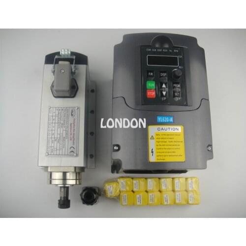 Cnc spindle kit ER11 air cooling 1.5KW spindle + 13 pieces ER11 collet+1 piece 1.5kw inverter