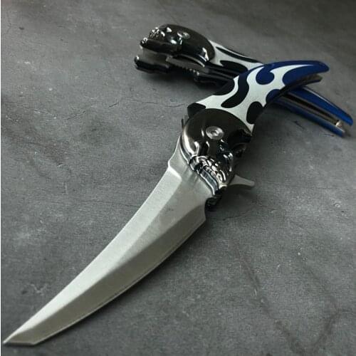 Cool Tactical Knife Pocket Folding Blade Stainless Steel Ghost Skull Head Camping EDC Tools Outdoor Survival Hunting Knives Gift