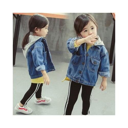Baby Girl Hooded Jackets 2019 Autumn New Childrens Denim Jackets Kids Long Sleeve Casual Coats Toddler Cowboy Outwear Jacket