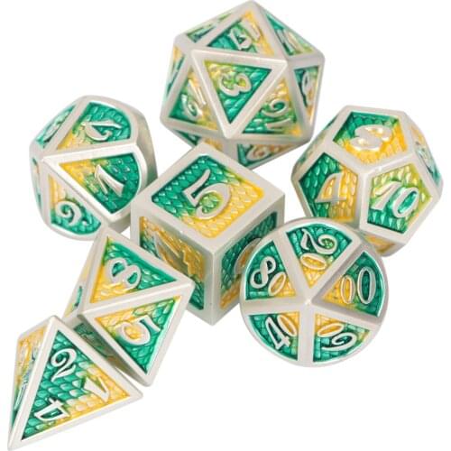 Polyhedral Dnd Dice Sets, 7pcs D&d Dragon Scales Metal Dice ,Board Game Dice Rpg Dice ,Mtg Dice D4 D6 D8 D10 D12 D20