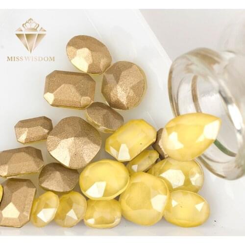 New Free shipping 50pcs/pack pointback Glue on nail art Gold yellow Moka rhinestones 226MK high quality glass crystal nail art