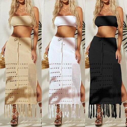 Beach Dress 2021 Summer Ladies Bathing Suit Solid Color Crochet Sexy Beachwear Cover Ups For Swimwear Women