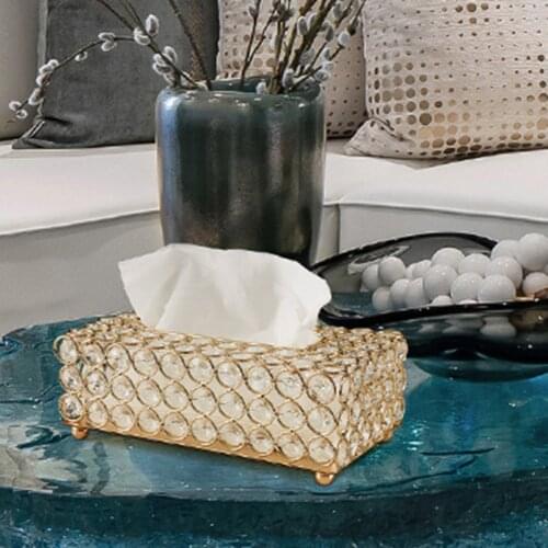 Artificial Crystal Tissue Box Napkin Tray Paper Rack Holder Office Table Restaurant Car Home Hotel Wedding Home Decor