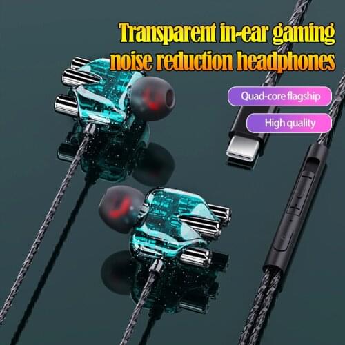 Bass Stereo Wired Gaming Earphones Type C Sports Music Headsets Noise Reduction High Quality Earbuds For IPhone Xiaomi Huawei