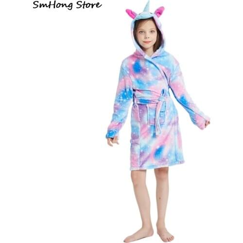 Rainbow Unicorn Hooded Bathrobe Childrens Sleepwear Baby Unicorn Beach Towel Pyjamas Kids Unicorn Bathrobes