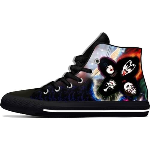 Kiss Rock Band Heavy Metal Music Fashion Novelty Casual Cloth Shoes High Top Lightweight Breathable 3D Print Men Women Sneakers