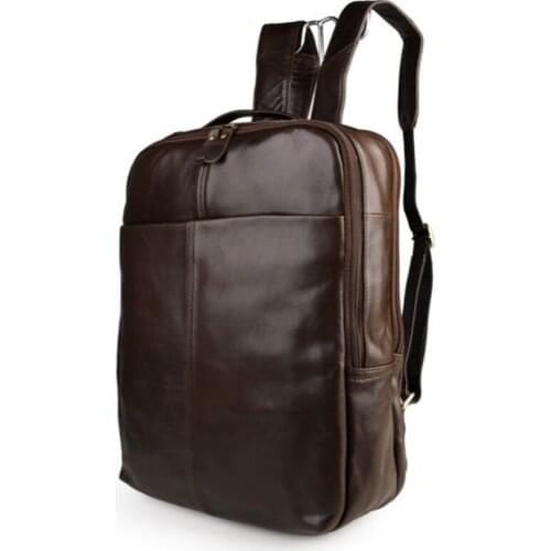 Genuine Leather Men Women Big Backpack Fashion Real Natural Leather Student Boy Backpack Luxury Male 15 inch Computer Laptop Bag