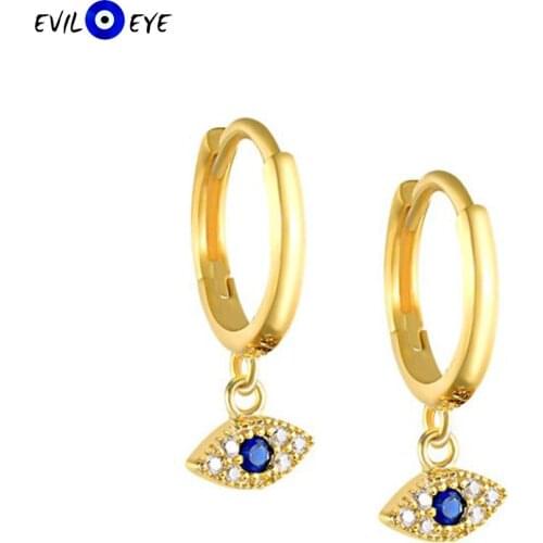 EVIL EYE Blue Zircon Turkish Evil Eye Drop Earrings 925 Sterling Silver Small Dangle Earrings for Women Girls Fine Jewelry ES31