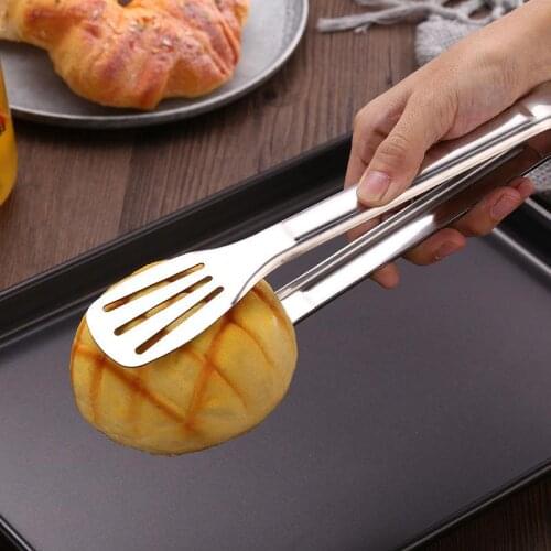 Stainless Steel Food Tongs Non-Stick Serving Tongs Barbecue Tongs Anti Heat Bread Clip Salad Bread Serving Tong BBQ Coxeer