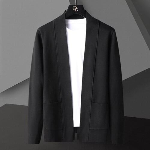 BALDAUREN Spring and Autumn New Mens Pure Color Sweater Casual Cardigan Mens Sweater Slim All-match Jacket Mens Cardigan