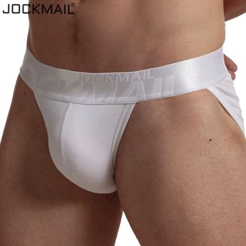 JOCKMAIL Sexy Underwear Men Briefs Cotton Breathable Bikini Gay Panties Men Sexi Transparent Homme Jock Straps Slip White Black